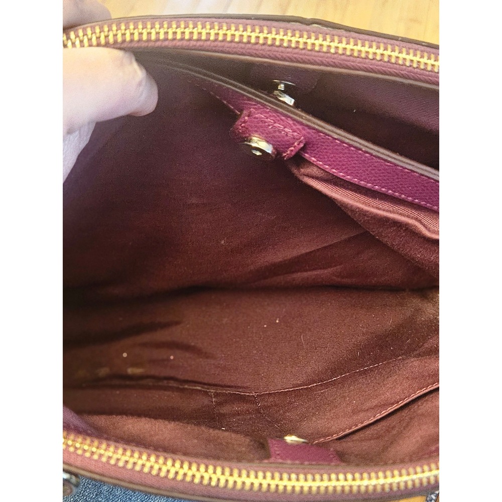 Coach Minetta Crossgrain Leather Tote Bag Plum Purple Gold Hardware Handbag - Picture 9 of 12